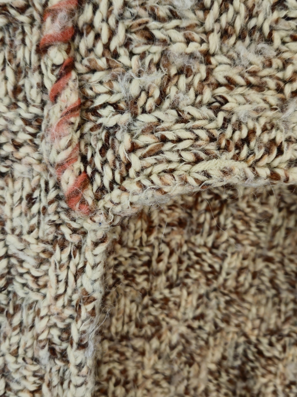 Free People Marled Oatmeal Cable-Knit Turtleneck Sweater with Rust Trim - Picture 4 of 6